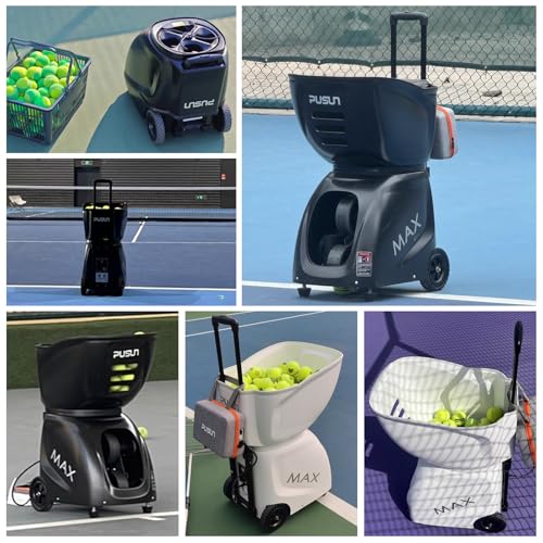 Tennisballmaschine PUSUN PT-Max C, Padel- und Tennisballwerfer mit 145+ Bällen, Dual-Control über App und Fernbedienung, 35 Bälle, selbstprogrammierbar, tragbar