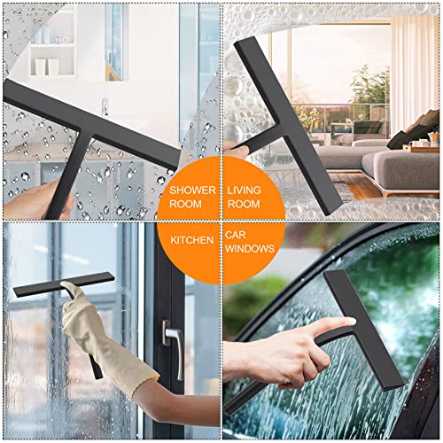 Anlynwooh Squeegee, Matte Black 9 Inch, Streak Free Cleaning, Shower Squeegee For Glass Doors, Bathroom, Shower Doors, Mirrors, Tiles And Car Windows,Silicone Squeegees,Shower Cleaner With 2 Hooks. #TOP6