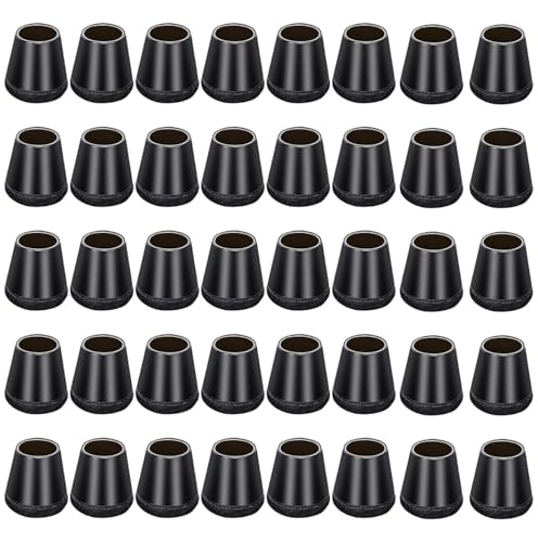 Lunriwis Pack of 40 Small Chair Leg Caps, Chair Leg Protectors with Wrapped Felt, Black Round Silicone Protective Caps for Hardwood Floors, Laminate and Tile Floors, Diameter 14-18 mm
