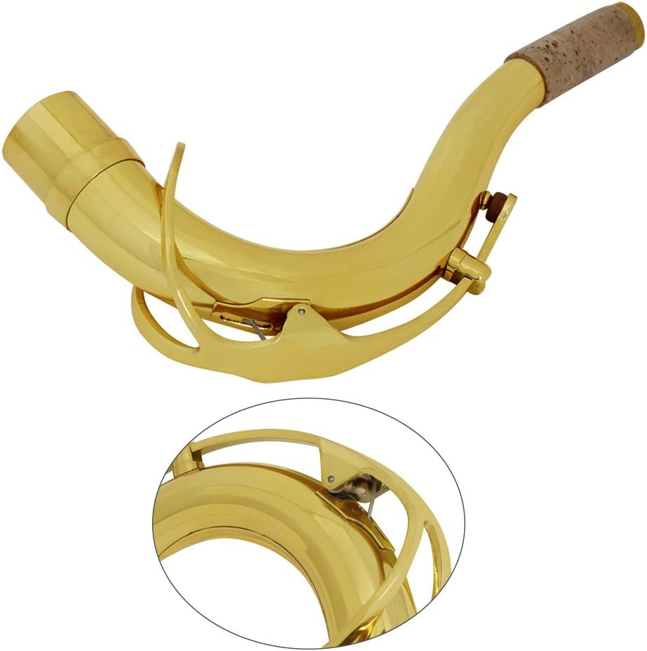 WALFRONT Saxophone Neck Sax Bend Neck Tenor 27.8mm Brass Gold Resonant Intonation Suitable for Tenor Sax
