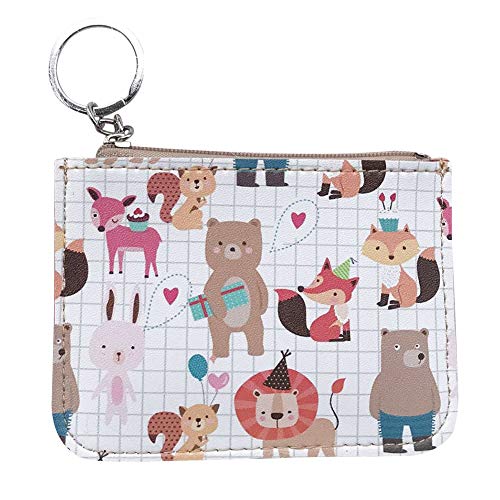 Preisvergleich Produktbild Pouybie Schöne Kreditkarten-Hülle Halter Münzbörse Mini-Pouch Geldbörse Sammler Aufbewahrungstasche für Datum, Kabel Karte Reißverschluss Schlüsselanhänger PU Leder Style-1