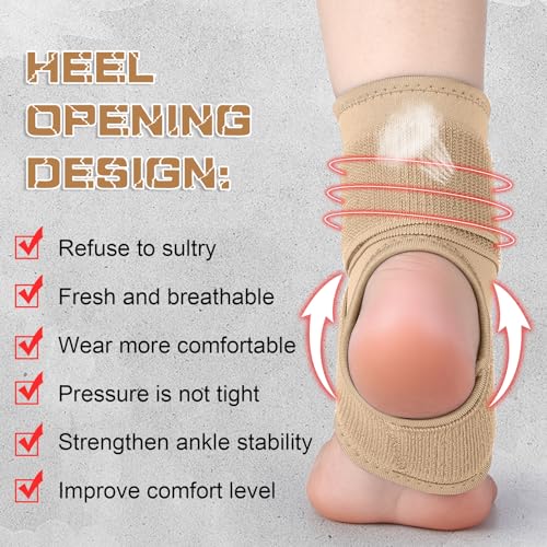 Image of Honoson 2 Pcs Ankle Brace Kid Ankle Support Youth Neoprene Lace up Compression Sleeve Foot Brace Stabilizer with Adjustable Strap for Sport Sprained Plantar Fasciitis Achilles Tendonitis(Skin,M)