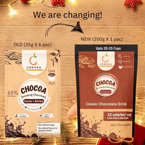Chocoa Classic Dark: Healthy Hot Chocolate Powder (20-25 Cups)| 65% Premium Cocoa Powder| 50% less sugar| Guilt Free Drinking Chocolate Powder for Milk Mix - Image 3 thumbnail