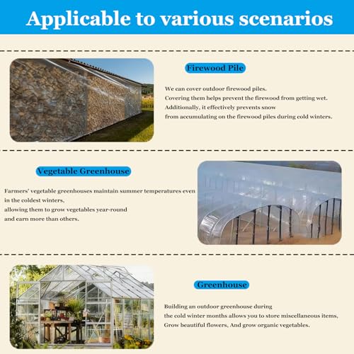 Bâche transparente avec oeillets 4x5.5m imperméable pour jardin et abri - 5