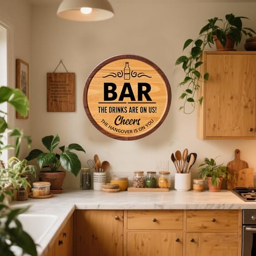 Image of Bar Signs for Home Bar, Wooden Man Cave Vintage BarSign, Home Bar Decor for Bistro, Party, Club & Wall Accessories (Bar Signs)