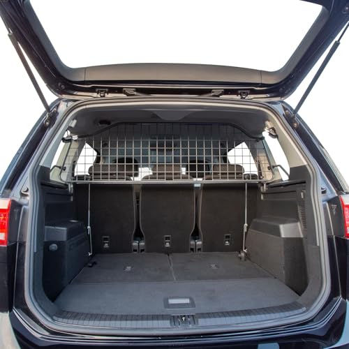 Travall Hundegitter für Volkswagen Touran (2015-) Fahrzeugspezifisches Hundegitter, Kofferraumschutz für Hundetransport, Gepäckschutz, Robustes Stahlnetz Auto Hundesperre