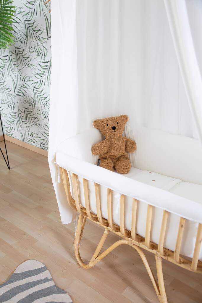 CHILDHOME, Berceau En Rotin Pour Bébé, Rectangulaire, Matelas Inclu, Très Leger, Utilisation Jusqu'À 9Kg, 90X50X70 cm, Habillage Jersey Ecru