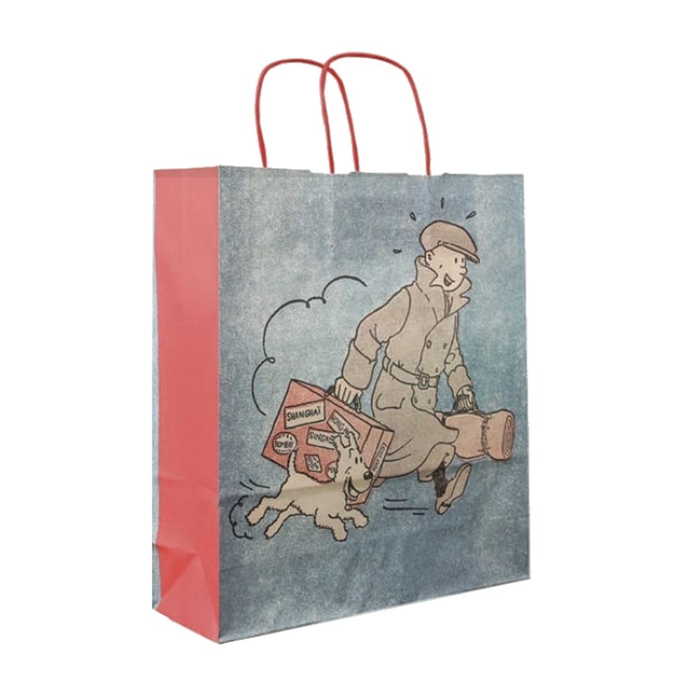 Moulinsart Recycled Paper Bag Tintin And Snowy Ils Arrivent !! 36X32x11cm (04241)