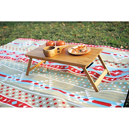 Time Concept Vacances Foldable Bamboo Table - L 20" X W 24" X H 9" - Wooden Picnic Furniture, Portable Dining Use #TOP6