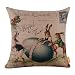 LINKWELL 18" by 18" Happy Easter Bunny Colorful Egg Chic Burlap Cushion Covers (CC709)