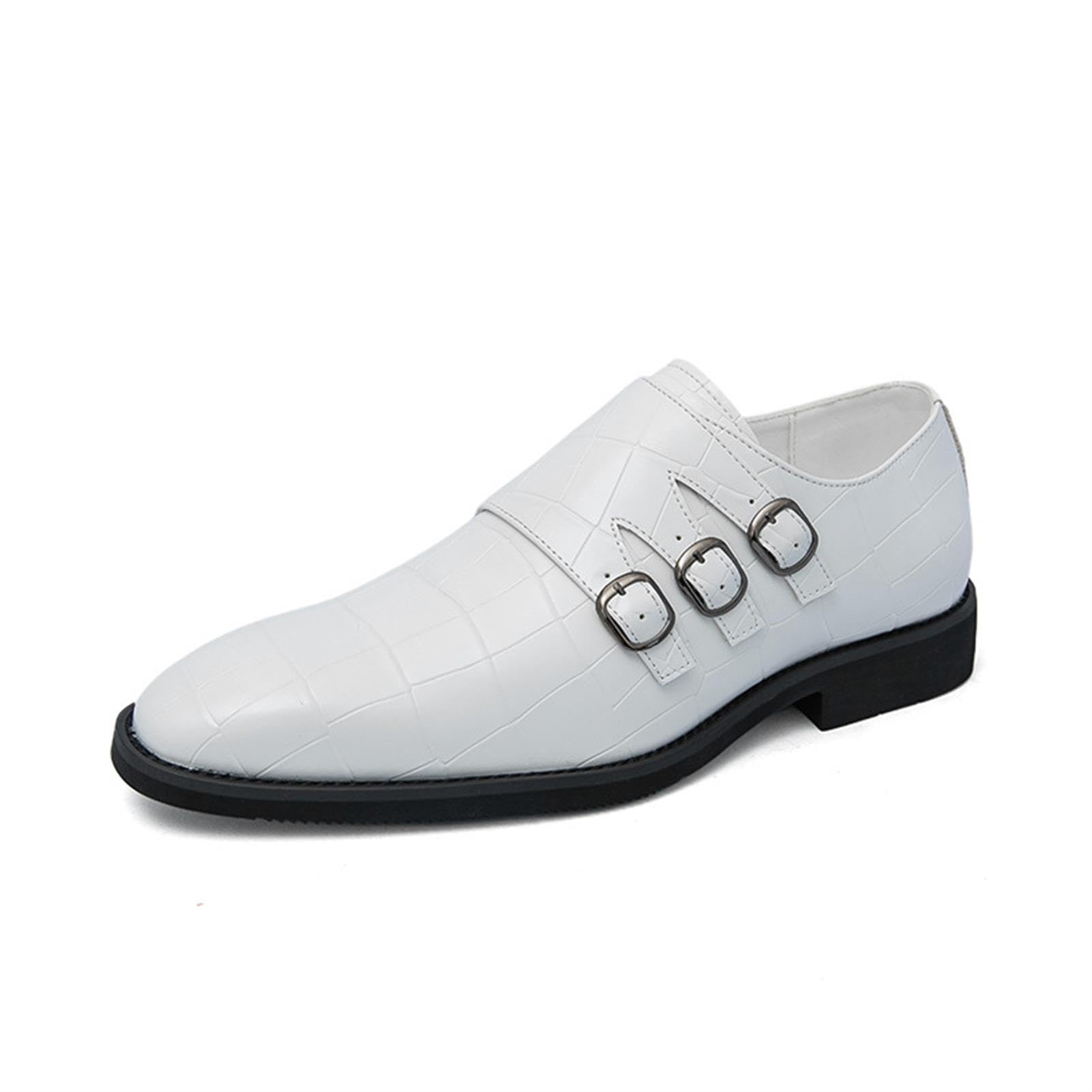 Zapatos de Vestir Hombre Hebilla Monje Piel Estampado Cocodrilo Triple Hebilla Mocasines Formales Boda Oficina Negocios