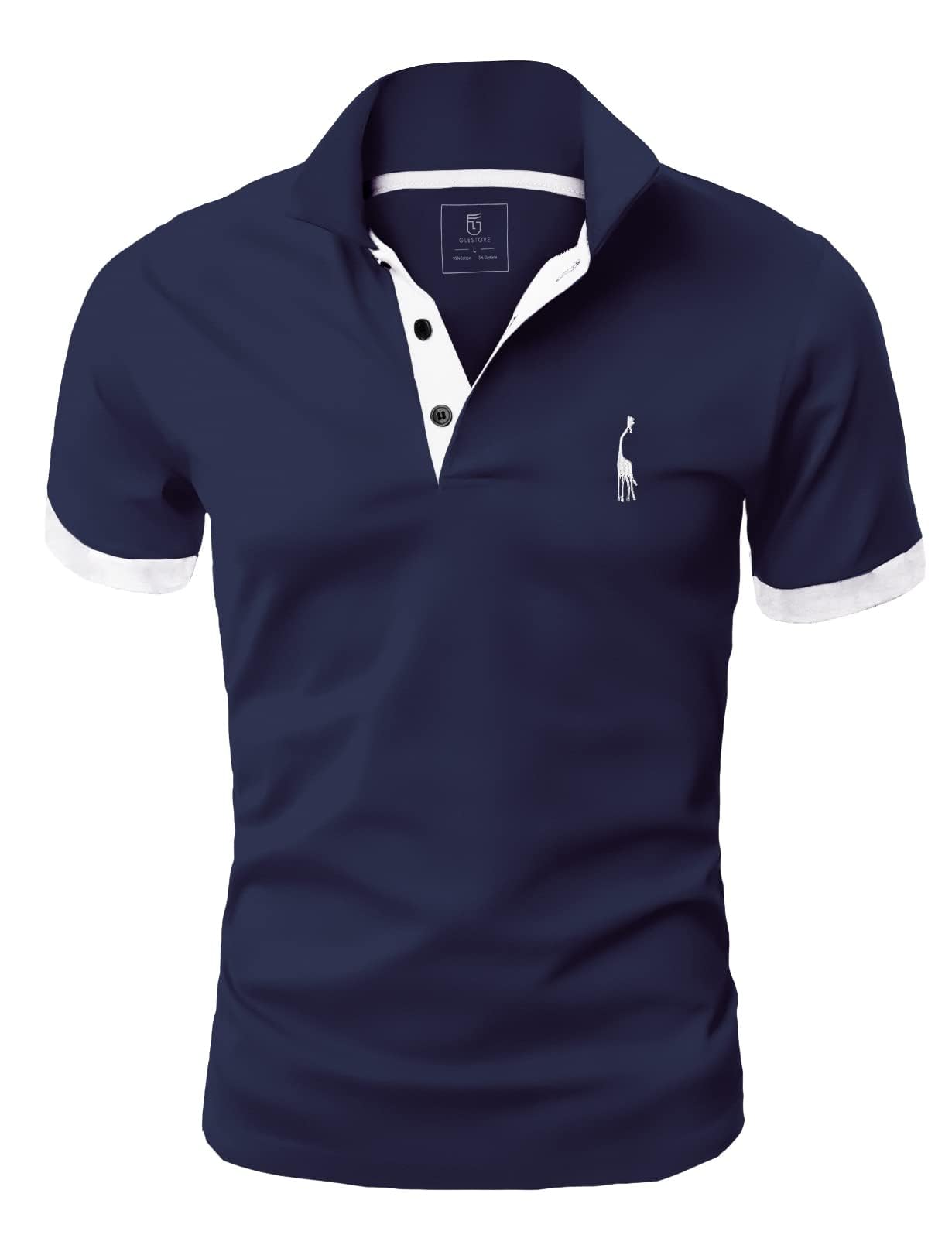 GLESTORE Poloshirt Herren Männer Hemd Herren Kurzarm Giraffe Stickerei T-Shirt Sommer Golf