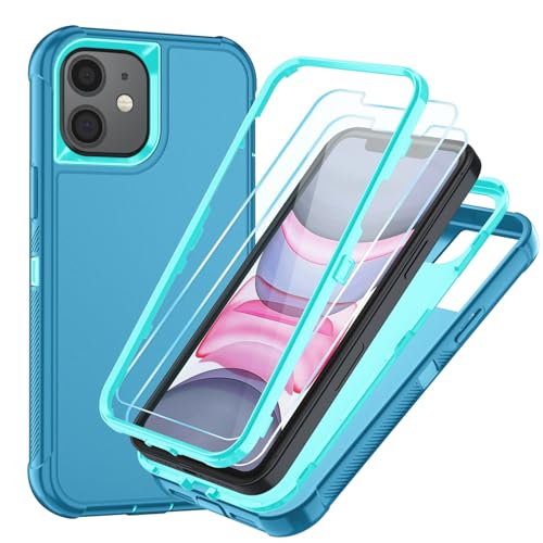 Image of SunStory Compatible with iPhone 11 Case with HD Screen Protector, 3-Layer Heavy Duty Full-Body Cover,3 in 1 Hybrid Protective Case for iPhone 11 6.1 inch,LakeSkyBlue