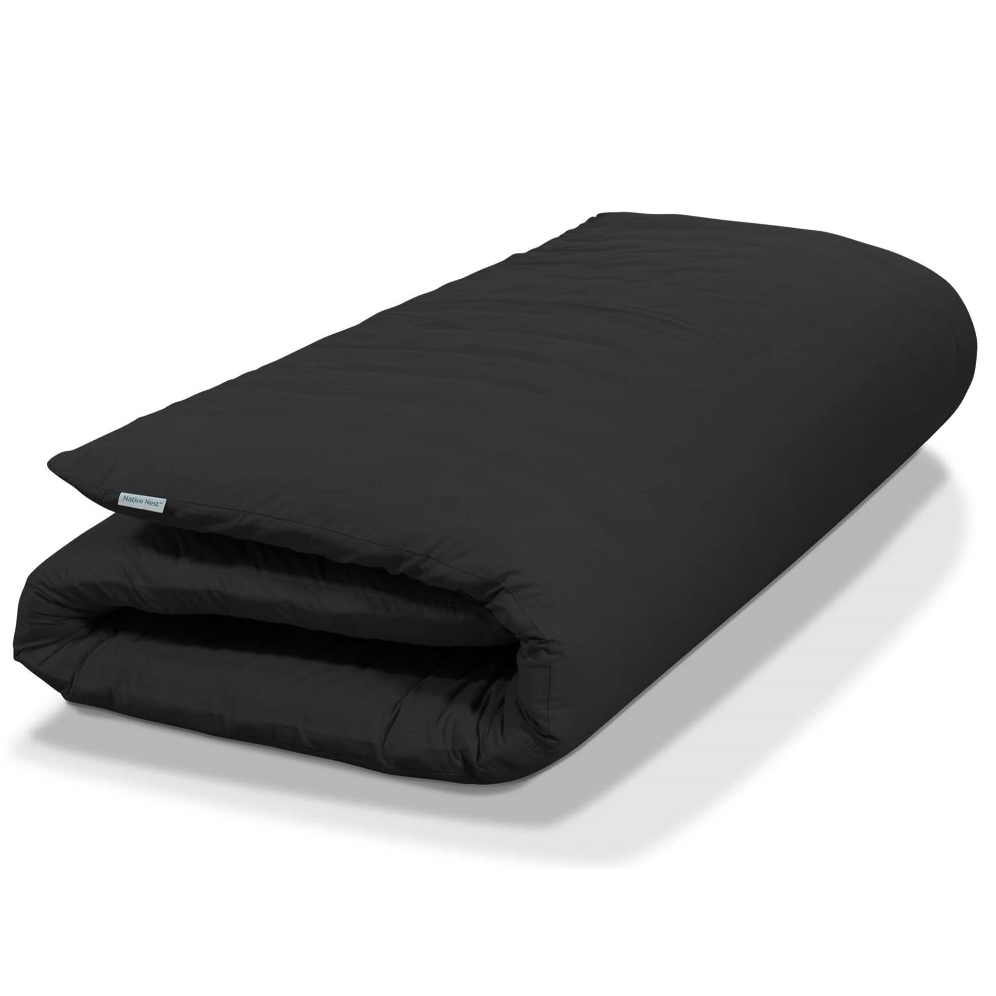 Japanese Futon Floor Mattress - Medium Firm Futon Mattress for Sleeping - Shikibuton - Foldable and Portable Japanese Bed (Black, Twin)