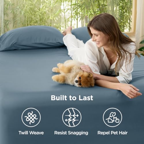 Image of Bedsure PureWoven Full Size Fitted Sheet, 100% Rayon Derived from Bamboo