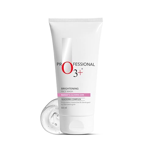 O3+ Brightening Face Wash for Glowing Skin | Removes Tan & Dullness | Niacinamide, Aloe & Cucumber | Soap-Free, Hydrating Cleanser for Men & Women, 50 ml
