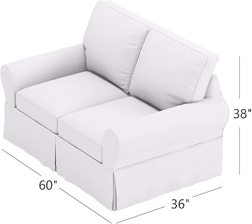 Miniatura 6 de Fundas de sofá hechas a medida compatibles con Pottery Barn PB Basic Loveseat Cover (PB Basic Loveseat, poliéster lino beige)