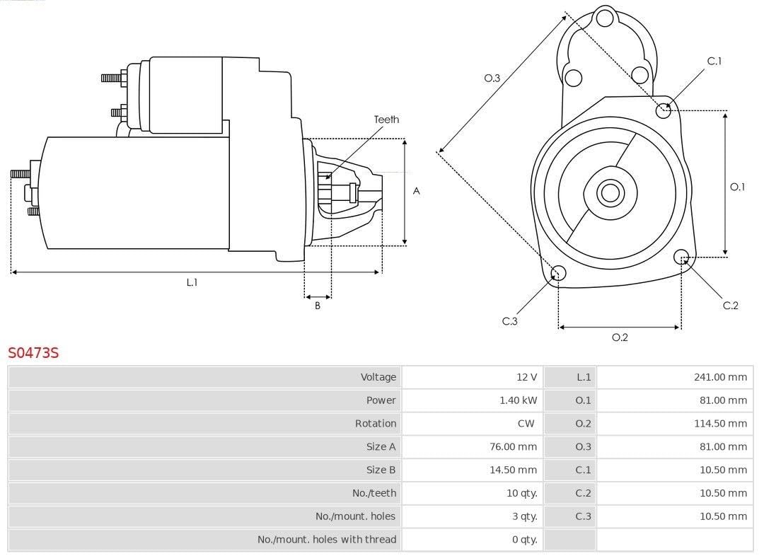 AS-PL MOTORINO AVVIAMENTO 12V Zähnezahl: 10 Senso rotazione orario Compatibilità con FORD Fiesta Mk4 Hatchback JAS, JBS