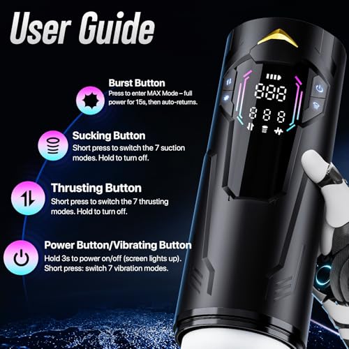 Image of Uoffile Male Sex Toys for Men - Pocket Pussy Male Masturbator Mens Sex Toy with 8 Sucking & Thrusting & Vibrating, Adult Toys Penis Pump Male Stroker, Sex Machine LCD Display & Suction Base