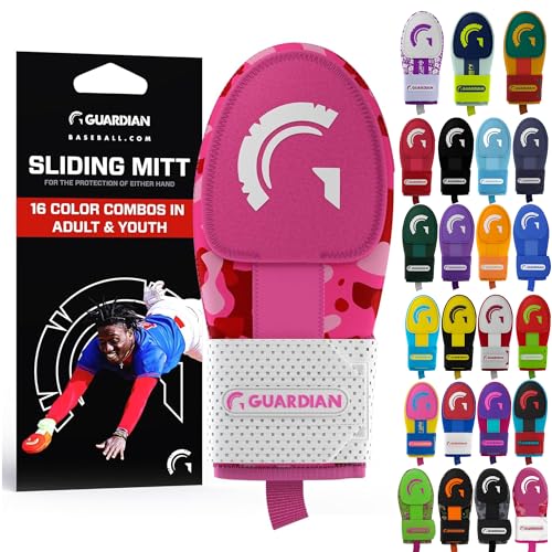 Guardian Baseball Sliding Mitt - Youth and Adult Sizes - Sliding Glove for Baseball - Elastic Compression Strap (Pink Camo)
