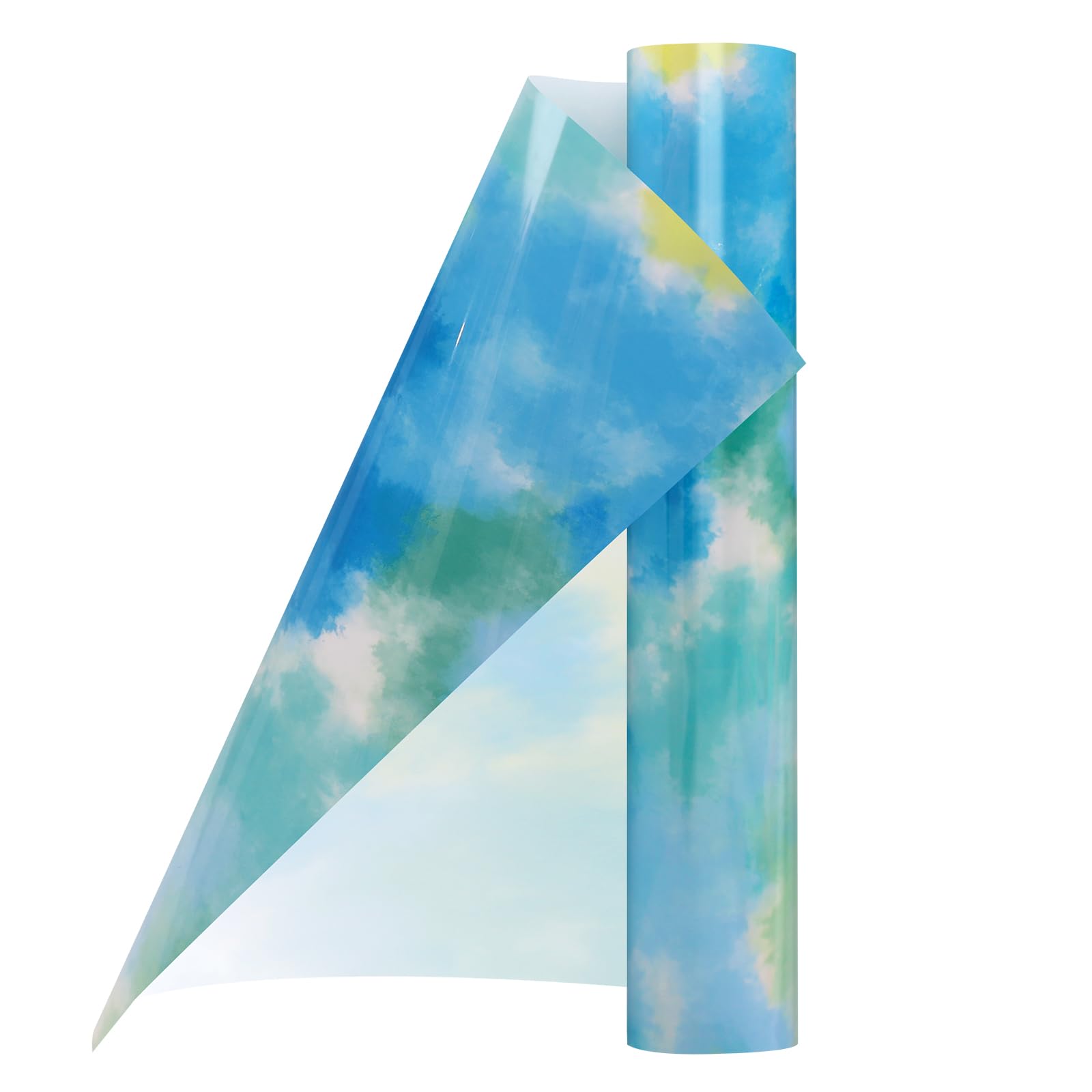 AHIJOY Heat Transfer Vinyl Ocean-Sky Tie Dye HTV 9.8" x5ft Clouds Pattern Iron On Vinyl for T-Shirt Fabric and Garment Clothing,Cloud 02