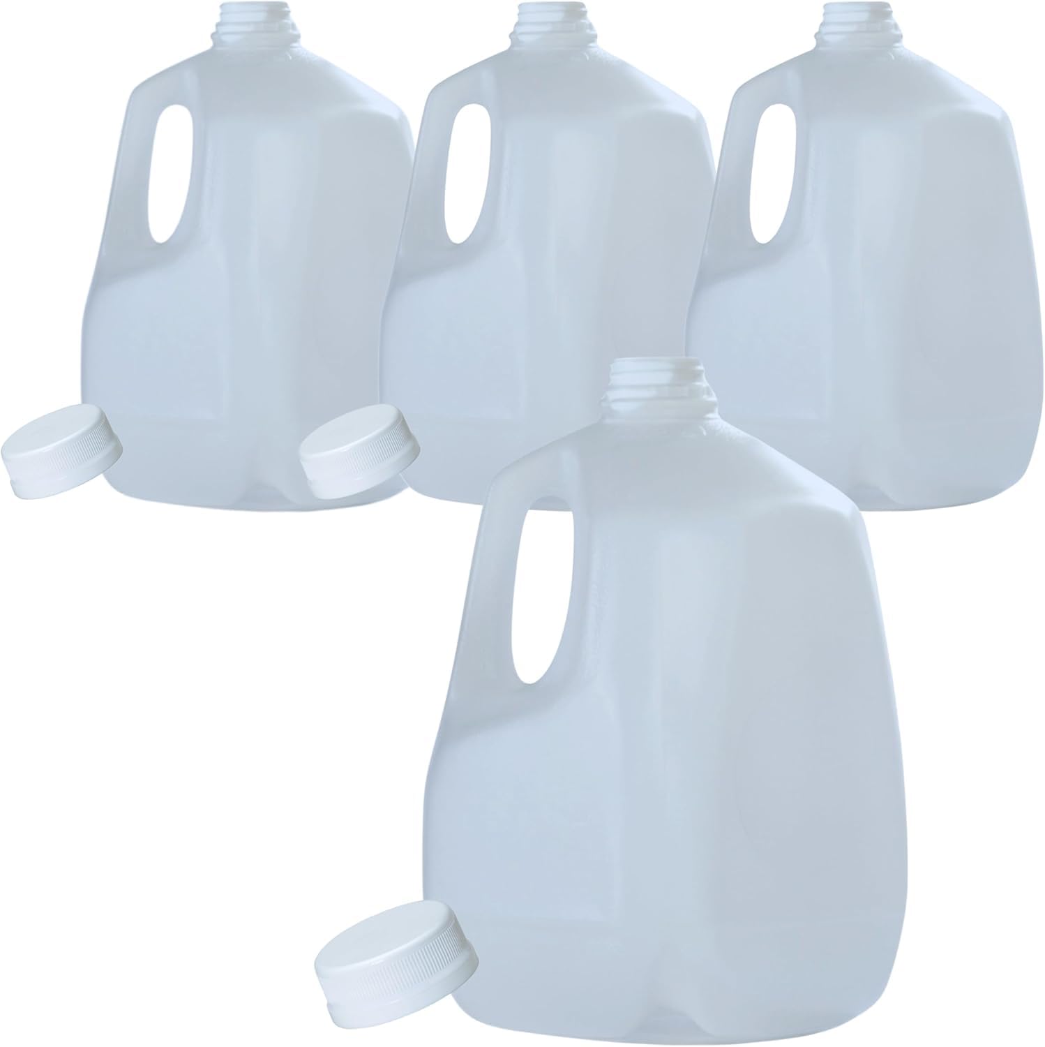 (4 PACK) 128 Oz Empty Plastic Gallon Juice Bottles with Tamper Evident WHITE Caps - Smoothie Bottles - Ideal for Juices, Milk, Smoothies, Picnic's and