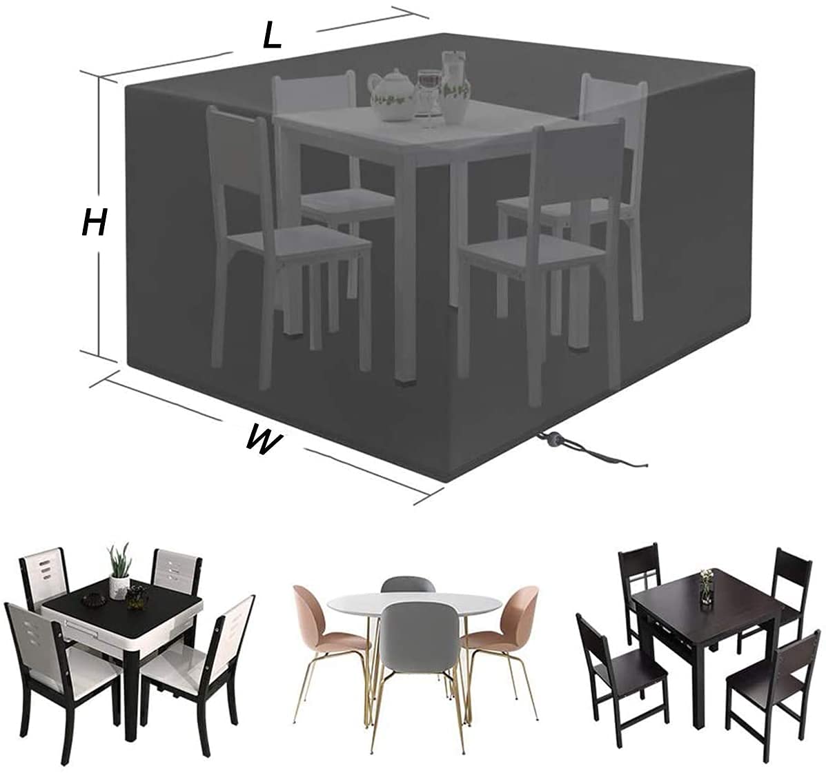 Wodoodporne pokrowce na meble tarasowe premium 210D, Oxford, odporne na promieniowanie UV, pyłoszczelne, ochrona przed śniegiem, pokrowiec na stół do kawy i jadalni, 250 x 250 x 90 cm