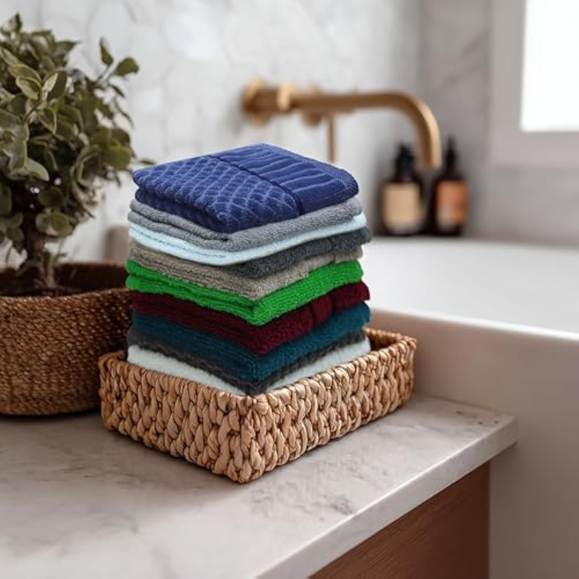 24 Pack Multicolor Assorted Face Towels