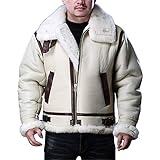 Verdickter Pelzmantel Paar Jacke Outwear Pelz Fliegendes Motorradrennen Lässiger Winter Warme Mäntel Punk Revers Lederjacke Mit Hohem Kragen,Weiß,XL
