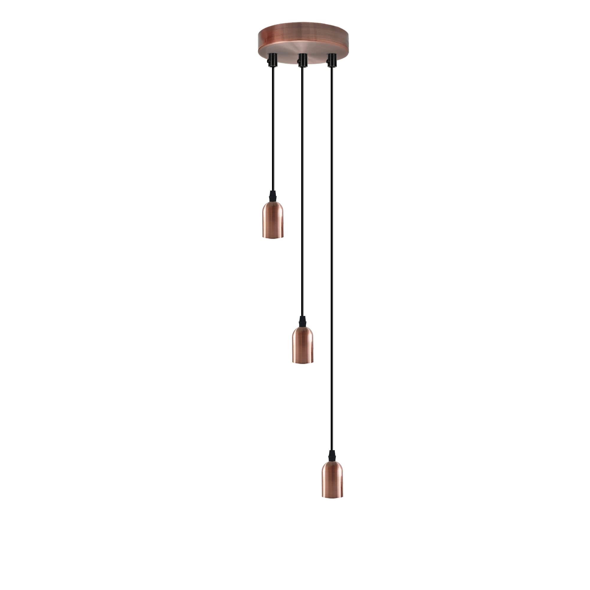 Modern Vintage 3 Head Light Cluster Cascade Ceiling Pendant E27 Drop Light Height Adjustable Hanging Lamp Fixture for Kitchen Restaurant etc.