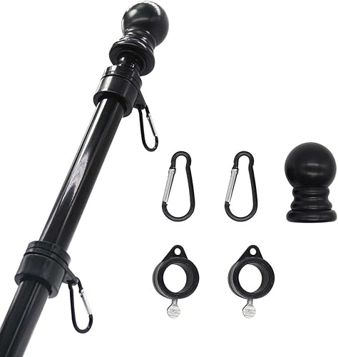 Kit de asta de bandera gruesa de acero inoxidable con 2 dos anillos de asta de bandera sin enredos para casa, bandera de 5 pies, patio, exterior,