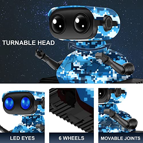 Aovikood Robot Toys For Boys, Rechargeable Robots For Kids, 2.4Ghz Rc Remote Control Robots With Flexible Head & Arms,Led Eyes,Dance Moves And Music,Gifts For Children Age 3 4+ (Navy Blue) #TOP2