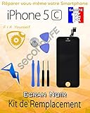 Kit Remplacement Ecran Noir pour Apple iPhone 5C. Ecran LCD + Vitre Tactile + Outils de réparation. SecondLIFE®   Vendeur et SAV en France