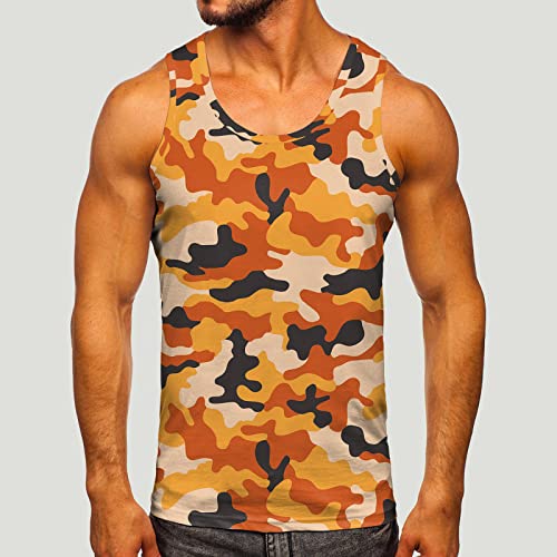 Ctrlzs Men Gym Hoodie Tank Tops Big And Tall Casual Beach Shirt Funny Camo Printed Sleeveless Breathable Athletic Vest Shirts #TOP1