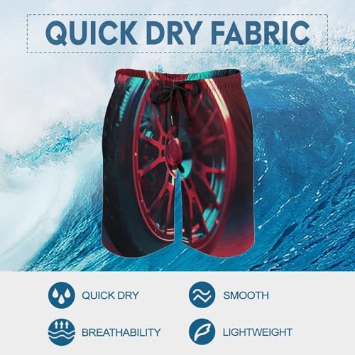 Men's Swim Trunks Quick Dry Board Shorts with Pockets Beach Shorts Close-Up of Wheel Bathing Suits for Men3