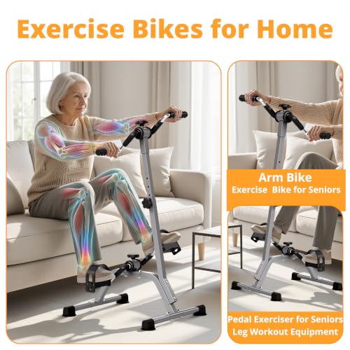 Image of RYGEO pedal Exerciser Arm Leg Exerciser While Sitting for Seniors, Portable Fitness Equipment for Total Body Workout - Great Gift for Elderly Rehab