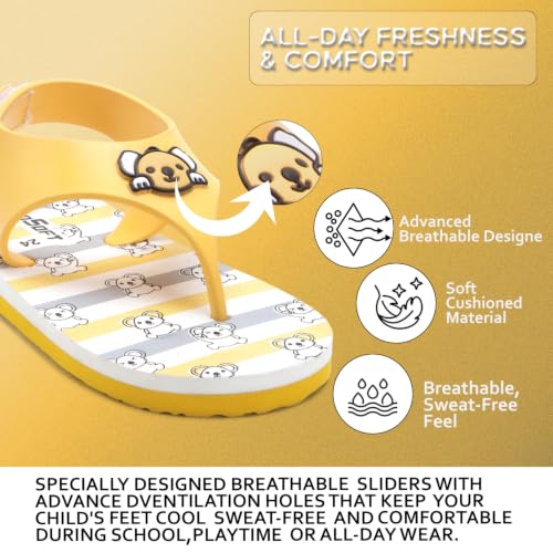 Image of Duosoft Kids Flip Flop Sandals with Bear Motif, Slippers for Baby Girl and Baby Boy, Indoor and Outdoor Slipper for Kids with Strap (K-401)