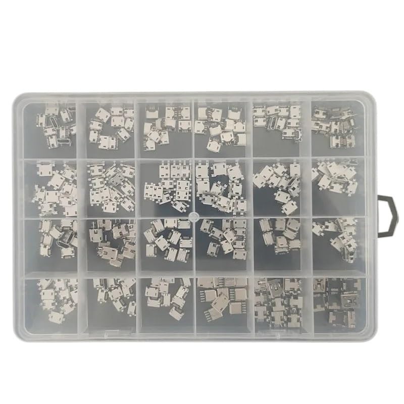 fengpeng 240Pcs 24 Models Micro USB Connector Socket Jack MP3/4/5 Moblie Phone and Mobile Power Ban Assorted Kit SMD DIP Set