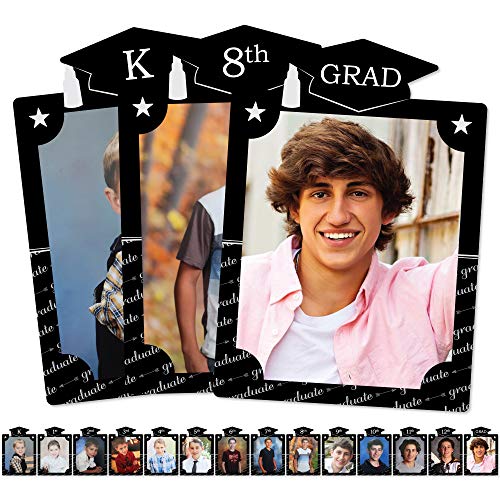 Big Dot of Happiness Graduation Cheers K-12 School Photo Display Frame - 8x10 inch Graduation Memory Wall, Professional Photo Holder Set, DIY Graduation Party Decorations, Picture Display Board