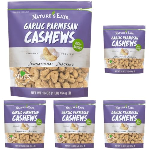 Image of Nature's Eats Garlic Parm Cashews, 16 Ounce (Pack of 5)