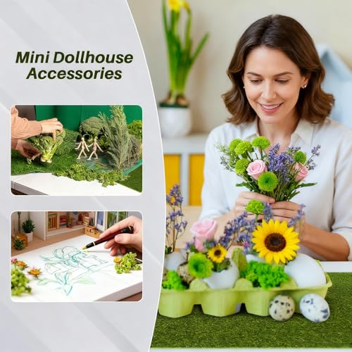 MAQIHAN Fake Grass Decor for Crafts - 6 PCS Artificial Grass Mat for Crafts Decoration for Miniature Turf Mat Grass DIY Fairy Garden Accessories 5.9x5.9 inch