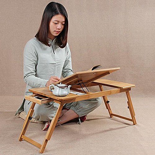 Support ordinateur portable MU Lazy Table Bamboo Bed avec plateau inclinable
