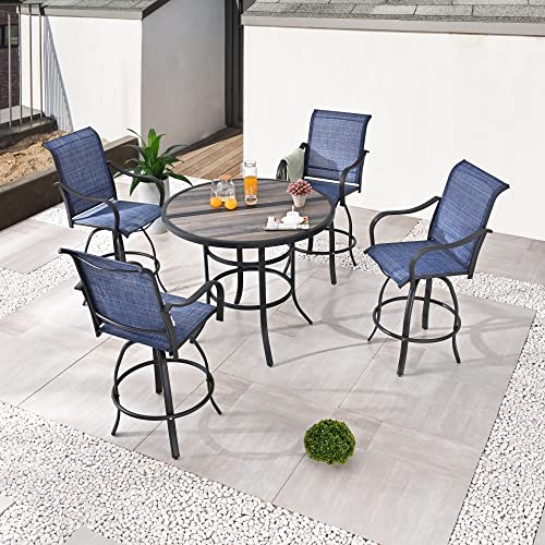 Image of LOKATSE HOME Outdoor Swivel Bistro Stool Set of 4 for Balcony, Poolside, Backyard, Garden, Blue
