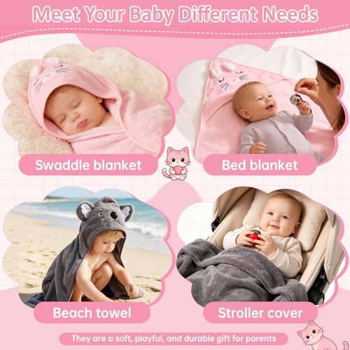Image of Hooded Baby Towels 2 Pack, Baby Bath Towels for Newborns Essential