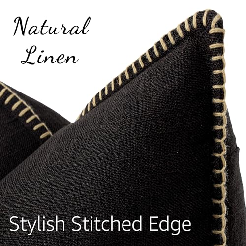 Housse de coussin en lin lavable noire pour rénover vos fauteuils