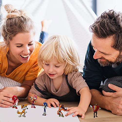 6 Pcs Sonic The Hedgehog Toy Action Figures Cake Toppers Sets For Boys Sonic 2 Toys Party Supplies Super Sonic Birthday Party Gifts #TOP1
