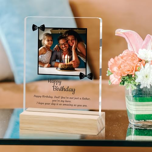 Image of Giftplease Personalized Happy Bithday Photo Plaque with Photo | Custom Friendship Gift with Wooden Stand | Best Friend Birthday Keepsake for Him or Her CS 05