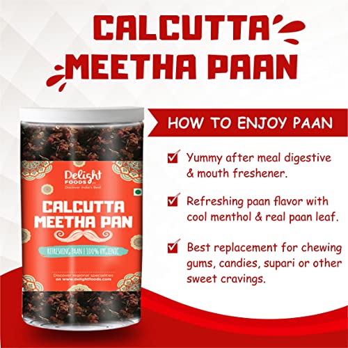 Image of Delight Foods Premium Calcutta Meetha Paan Mukhwas Mouth Freshener, 300grams (100g x 3) | Without Supari |Sweet Paan Hygienically Packed Jar | Traditional Mukhwas