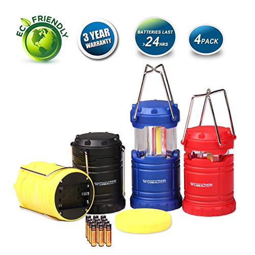 LED Lantern Mini 4 Pack, Camping Lanterns with 12 AAA Battery Operated/Portable