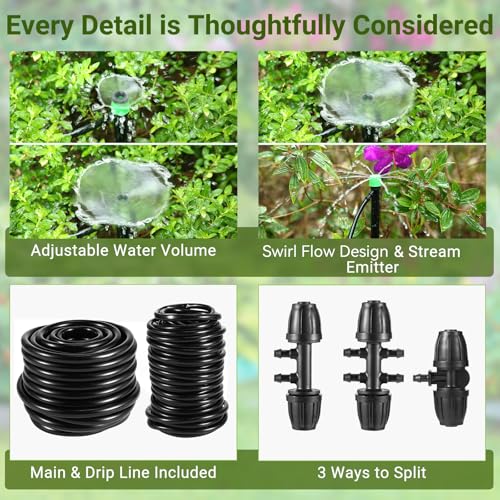 Gobelief Smart Drip Irrigation System, Adjustable Timed Watering for Raised Beds & Potted Plants, Includes Leak-Resistant Tubing Kit (5/16” & 1/4”) - Thumbnail 4